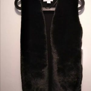 Liz Claiborne Black Faux Fur Front Sweater Vest Sz S New!  Formal Casual